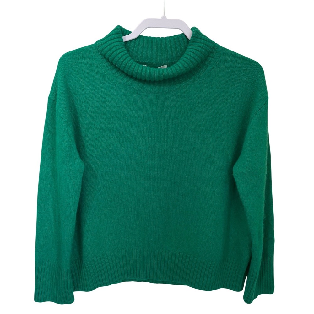 Banana Republic Women L 100% Cashmere Turtleneck Sweater Kelly Green